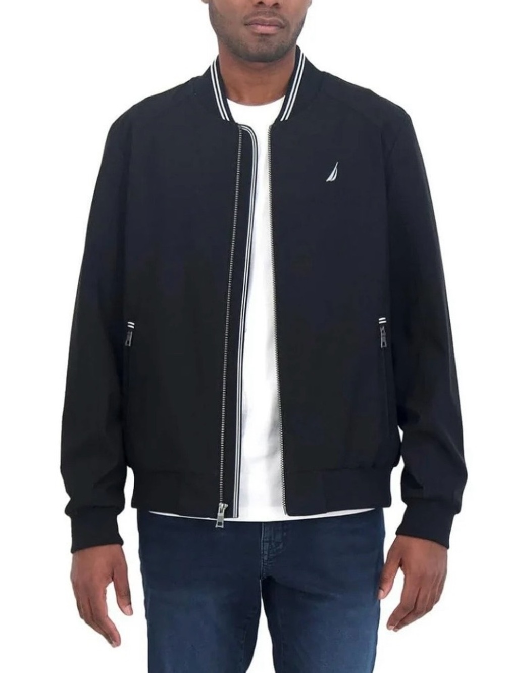Nautica Lightweight Bomber Jacket, Black, Medium